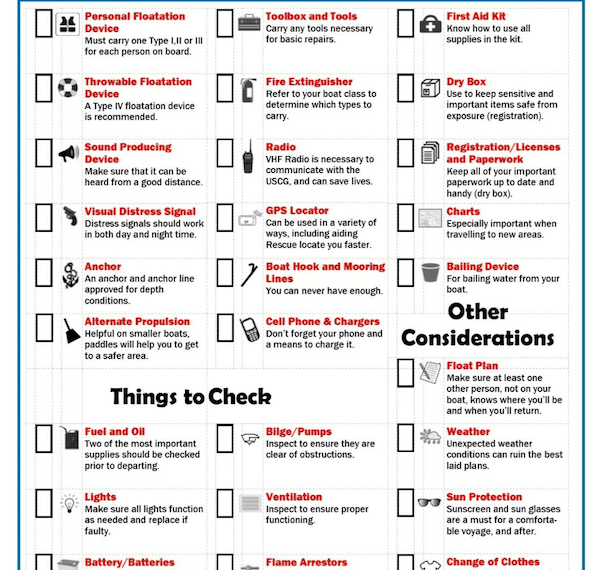 boating pre-launch checklist for every boat and pwc to bimini participant